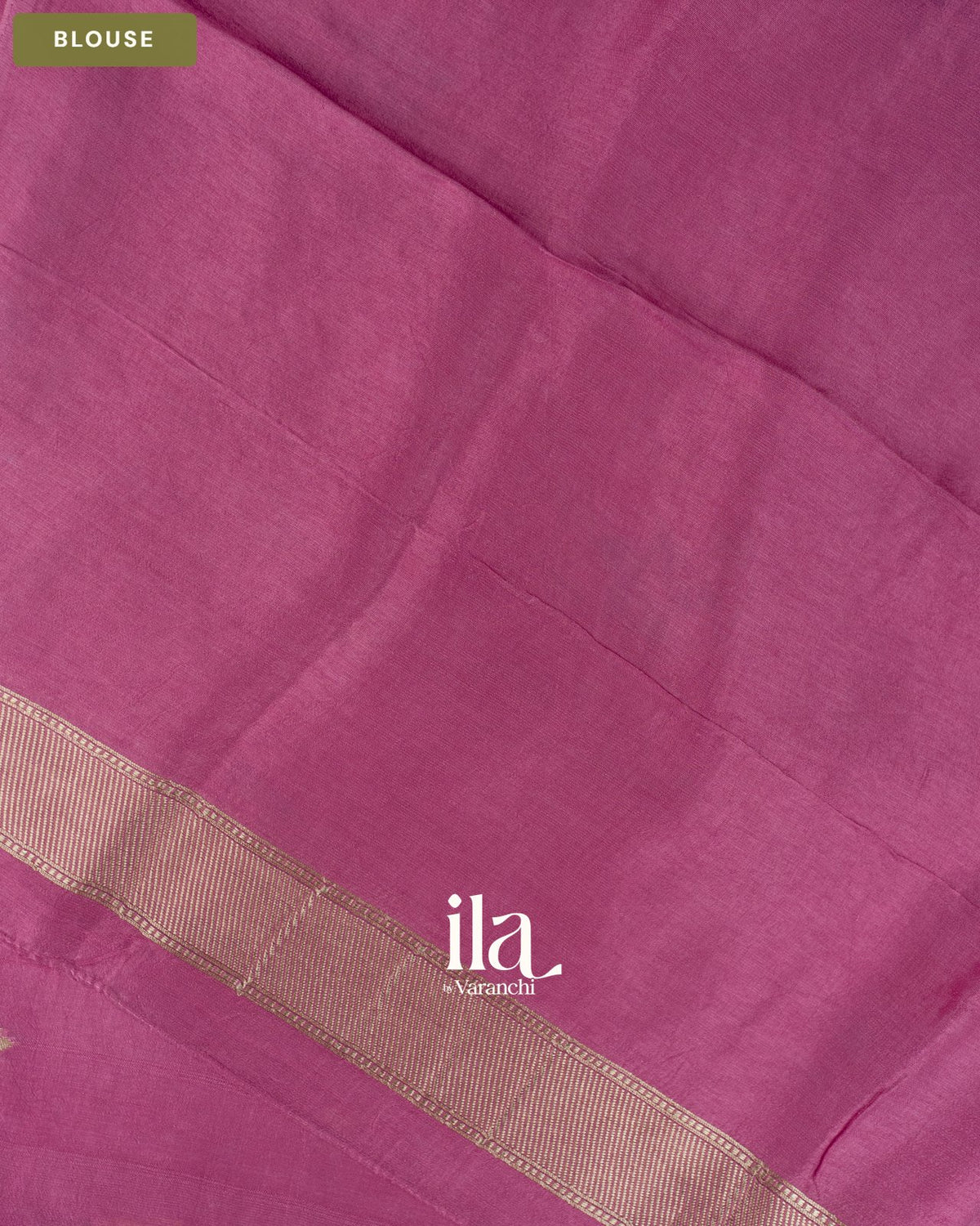 Pink Magenta Floral Embroidered Semi Tussar Saree — Blouse