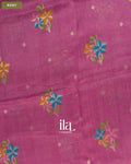 Pink Magenta Floral Embroidered Semi Tussar Saree — Body