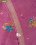 Pink Magenta Floral Embroidered Semi Tussar Saree — Border
