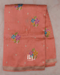 Coral Peach Semi Tussar Saree — Full Saree