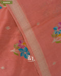 Coral Peach Semi Tussar Saree — Border