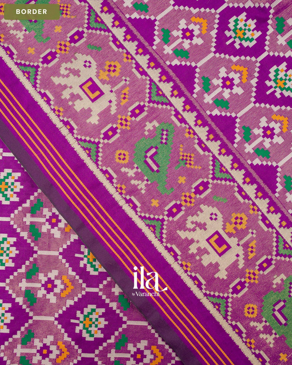 Purple Patola Printed Semi Silk Saree — Border
