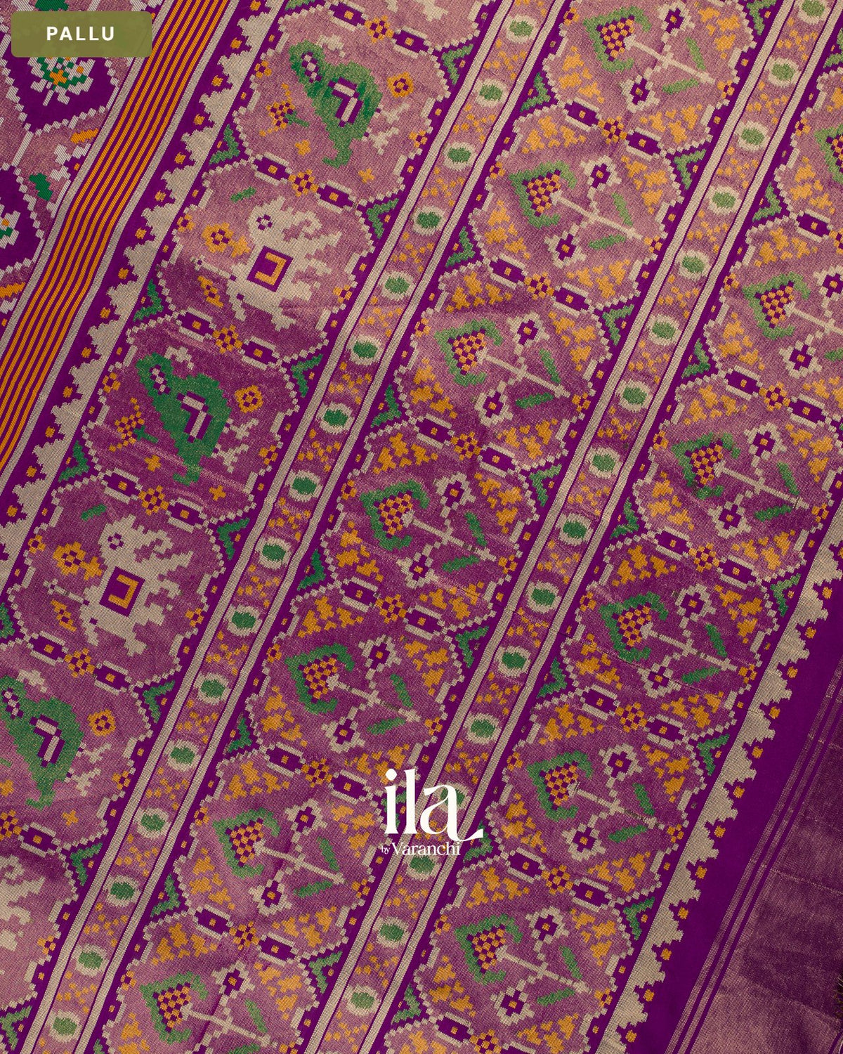 Purple Patola Printed Semi Silk Saree — Pallu