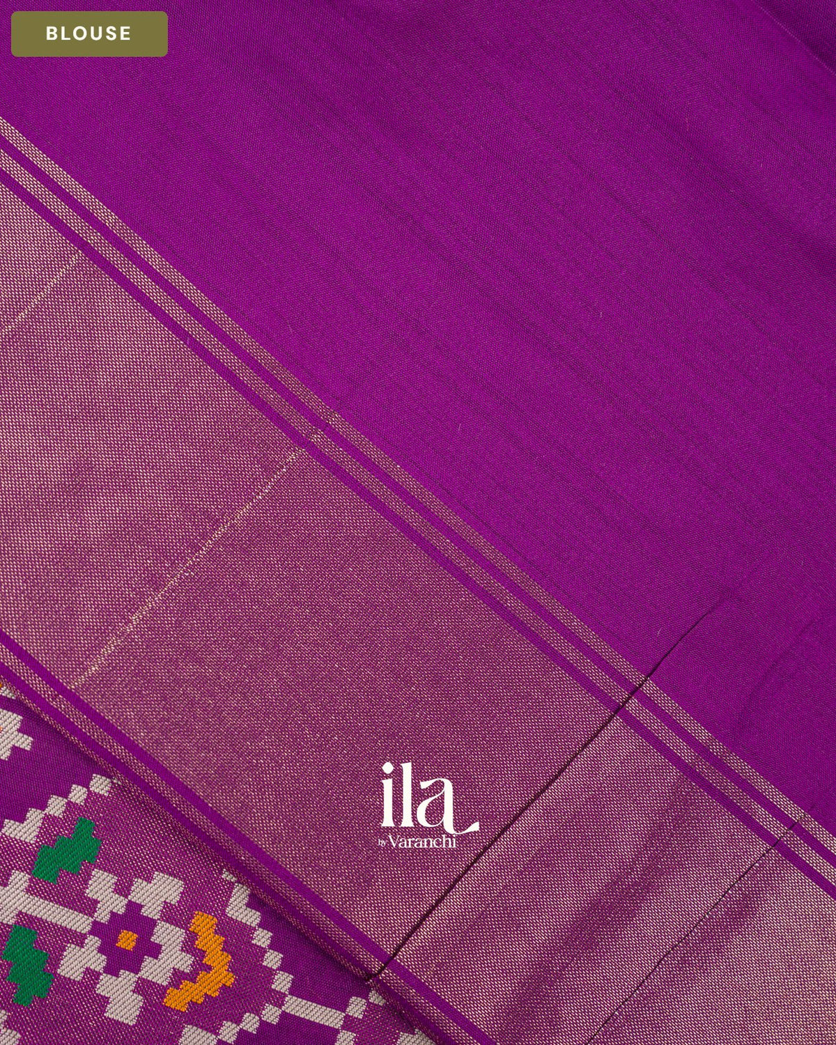 Purple Patola Printed Semi Silk Saree — Blouse