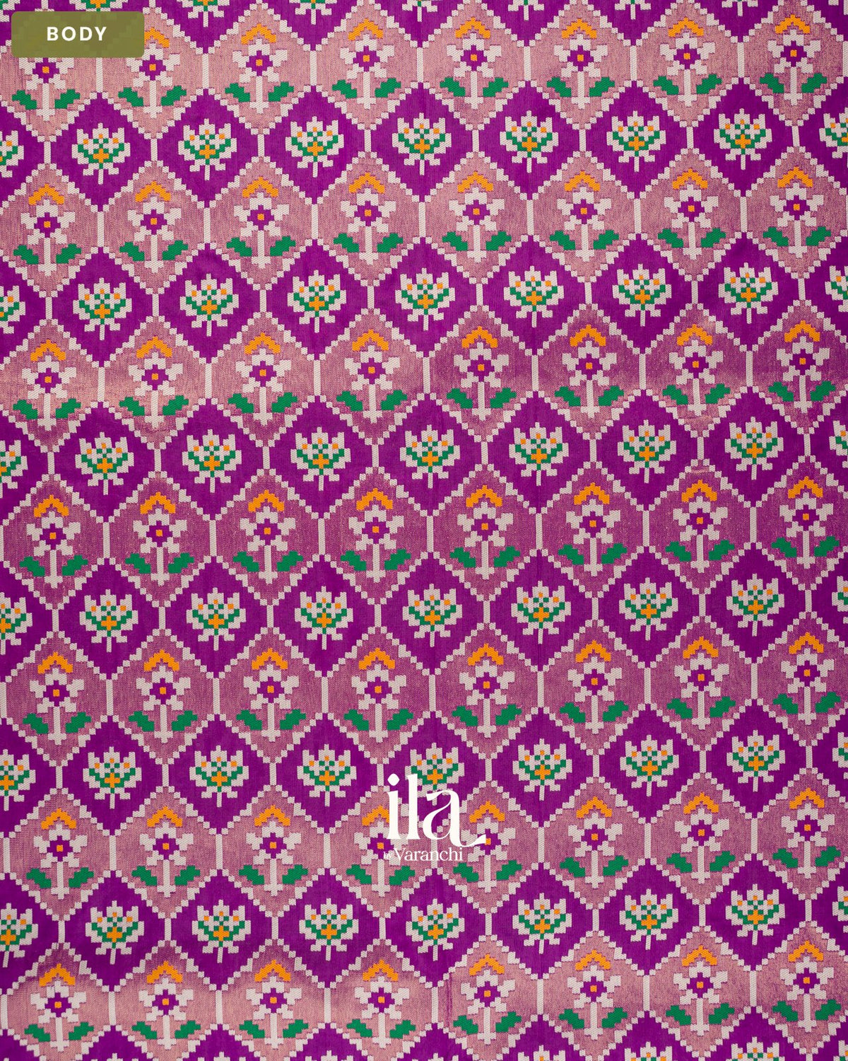 Purple Patola Printed Semi Silk Saree — Body