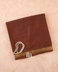 Coffee Brown Semi Mysore Crepe Saree — Folded