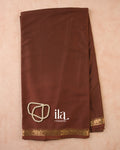 Coffee Brown Semi Mysore Crepe Saree — Full Saree