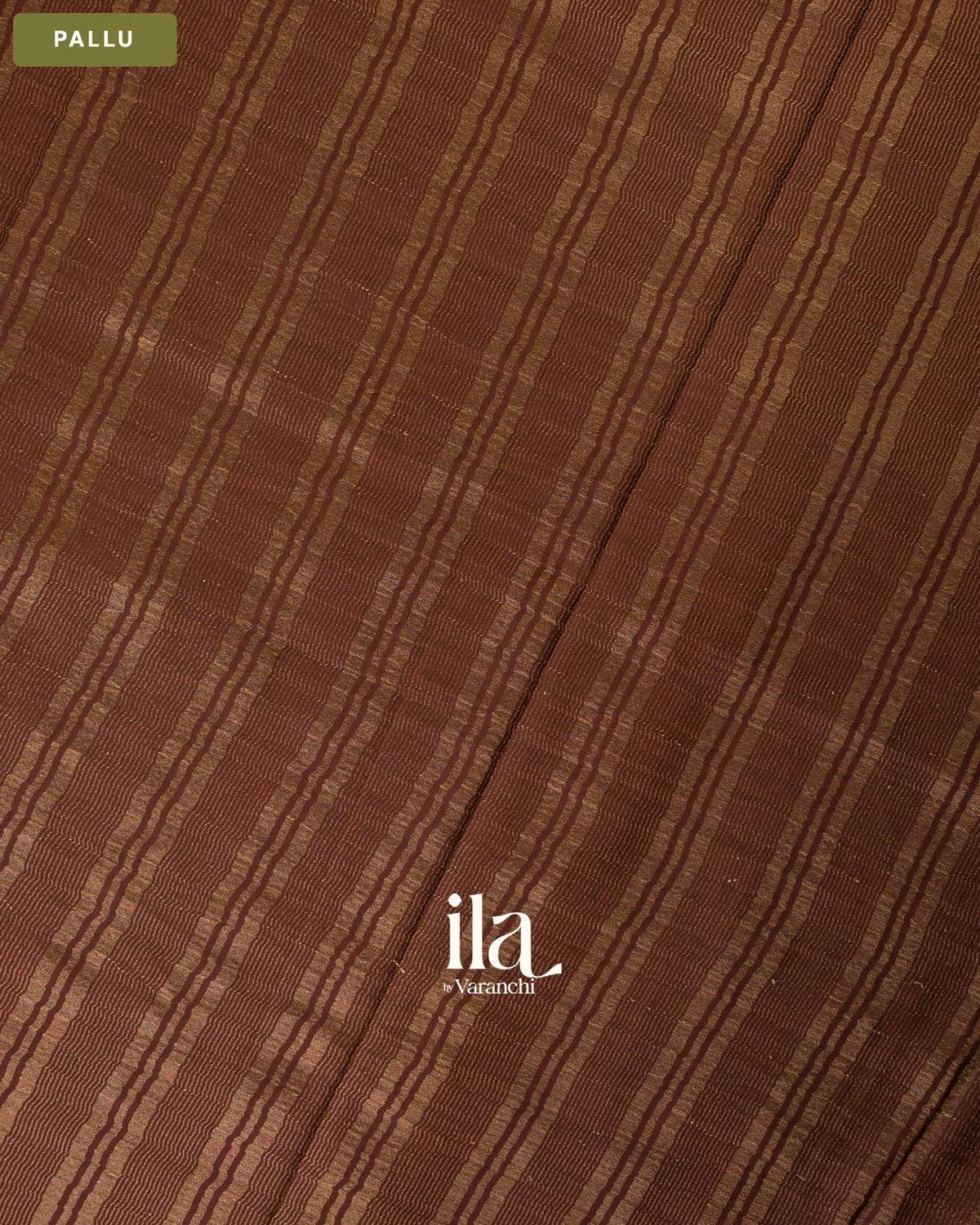 Coffee Brown Semi Mysore Crepe Saree — Pallu