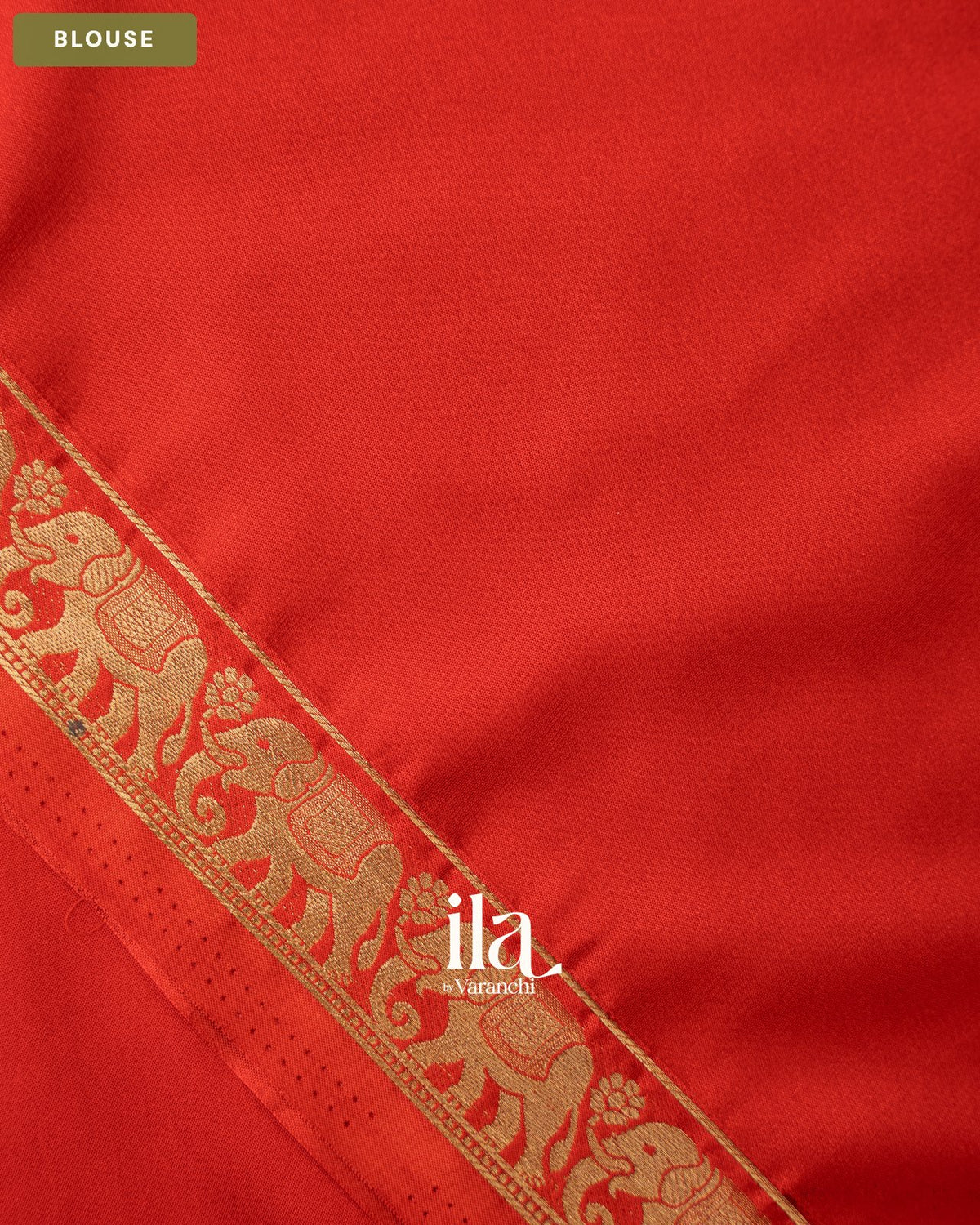 Bright Orange Semi Mysore Crepe Saree — Blouse