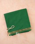 Bottle Green Semi Mysore Crepe Saree — Folded
