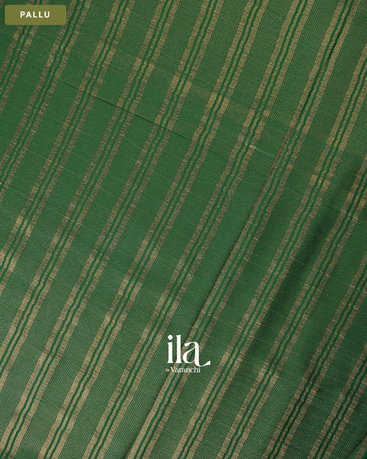 Bottle Green Semi Mysore Crepe Saree — Pallu