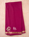 Muted Wine Semi Mysore Crepe Saree — Full Saree