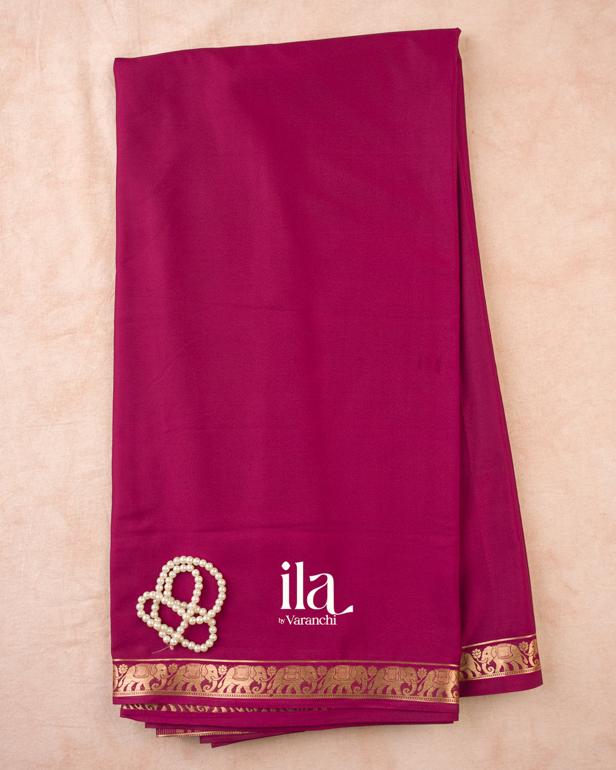 Muted Wine Semi Mysore Crepe Saree — Full Saree