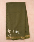 Mehandi Green Semi Mysore Crepe Saree — Full Saree