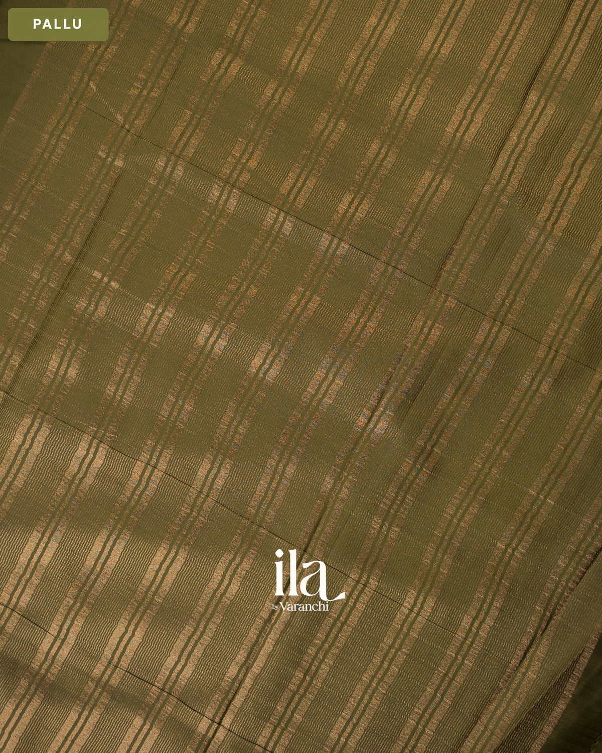 Mehandi Green Semi Mysore Crepe Saree — Pallu