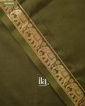 Mehandi Green Semi Mysore Crepe Saree — Border