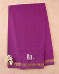 Magenta Purple Semi Mysore Crepe Saree — Full Saree