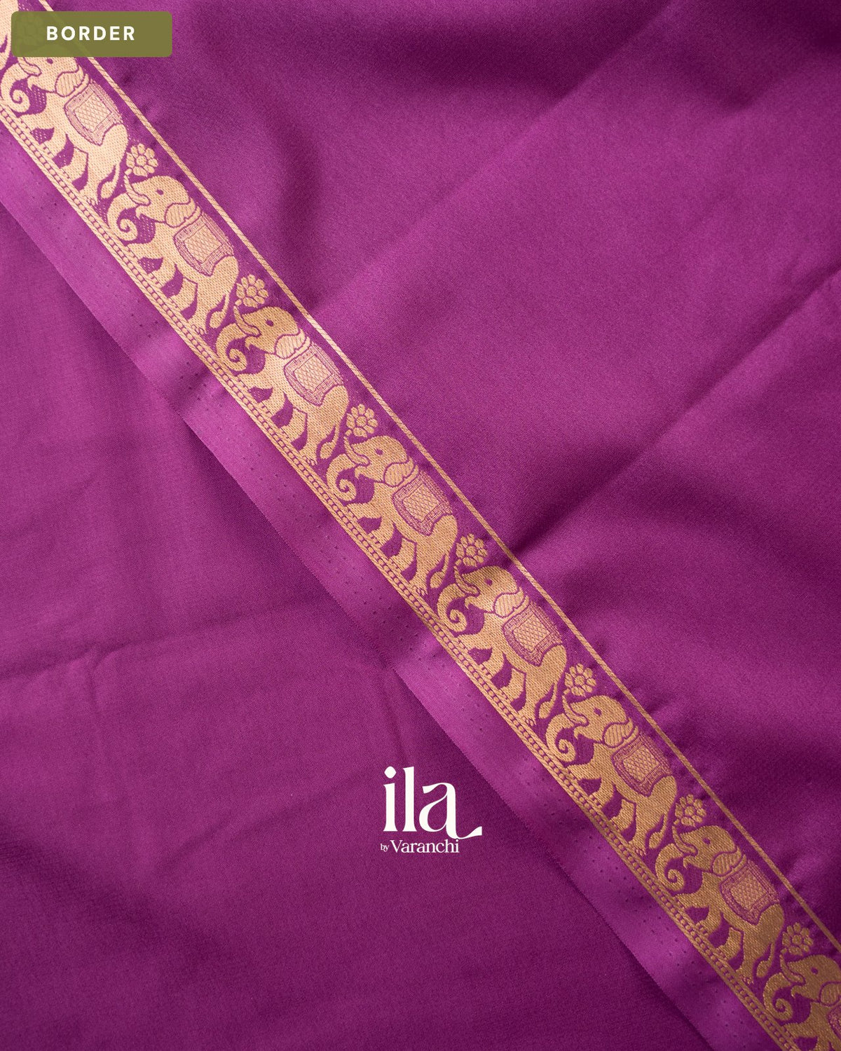 Magenta Purple Semi Mysore Crepe Saree — Border
