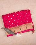 Deep Pink Bandhani Semi Silk Saree — Folded
