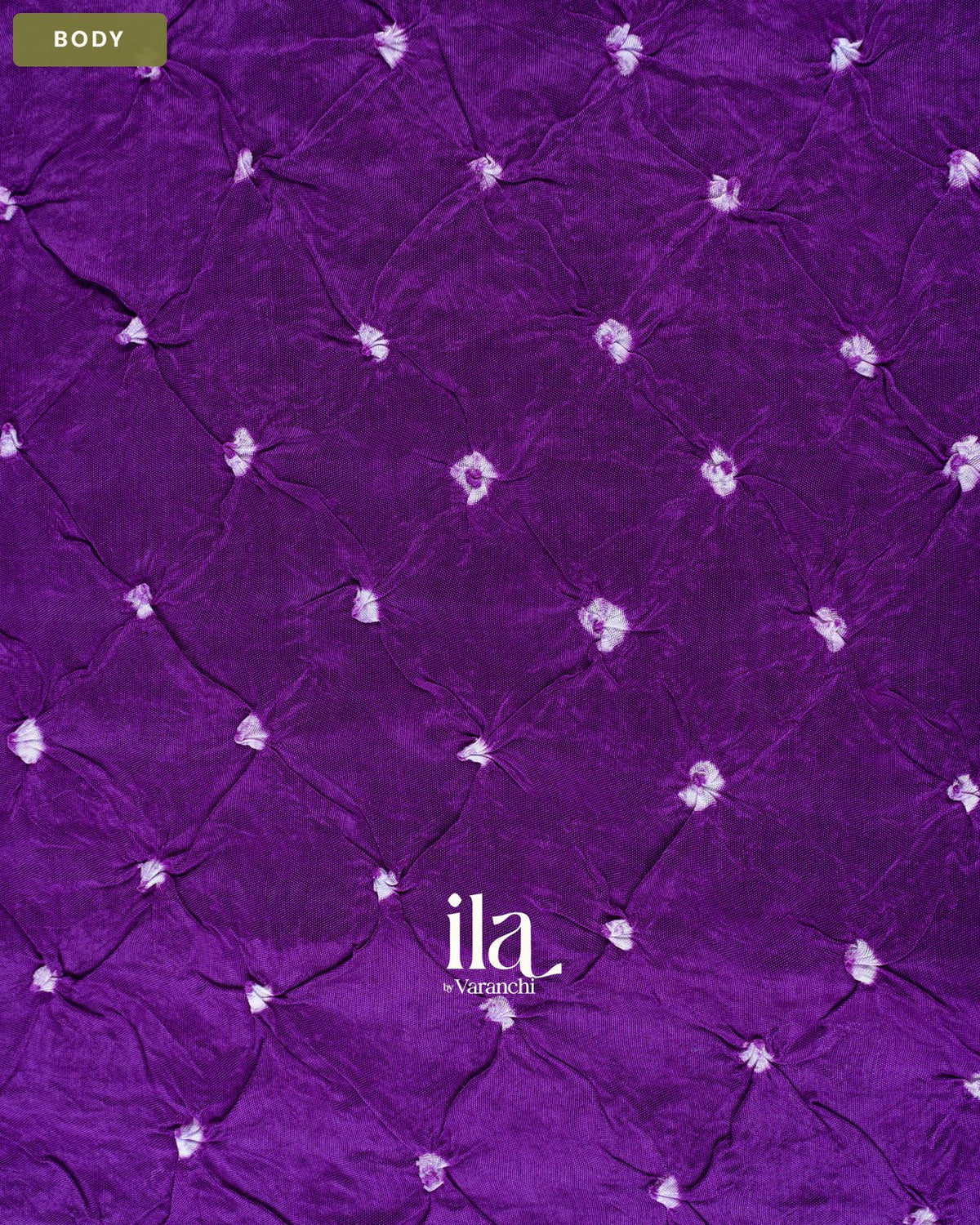 Deep Violet Bandhani Semi Silk Saree — Body