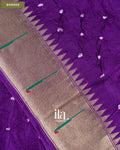 Deep Violet Bandhani Semi Silk Saree — Border