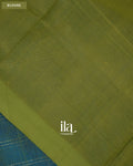 Teal Blue Striped Semi Mangalgiri Saree — Blouse