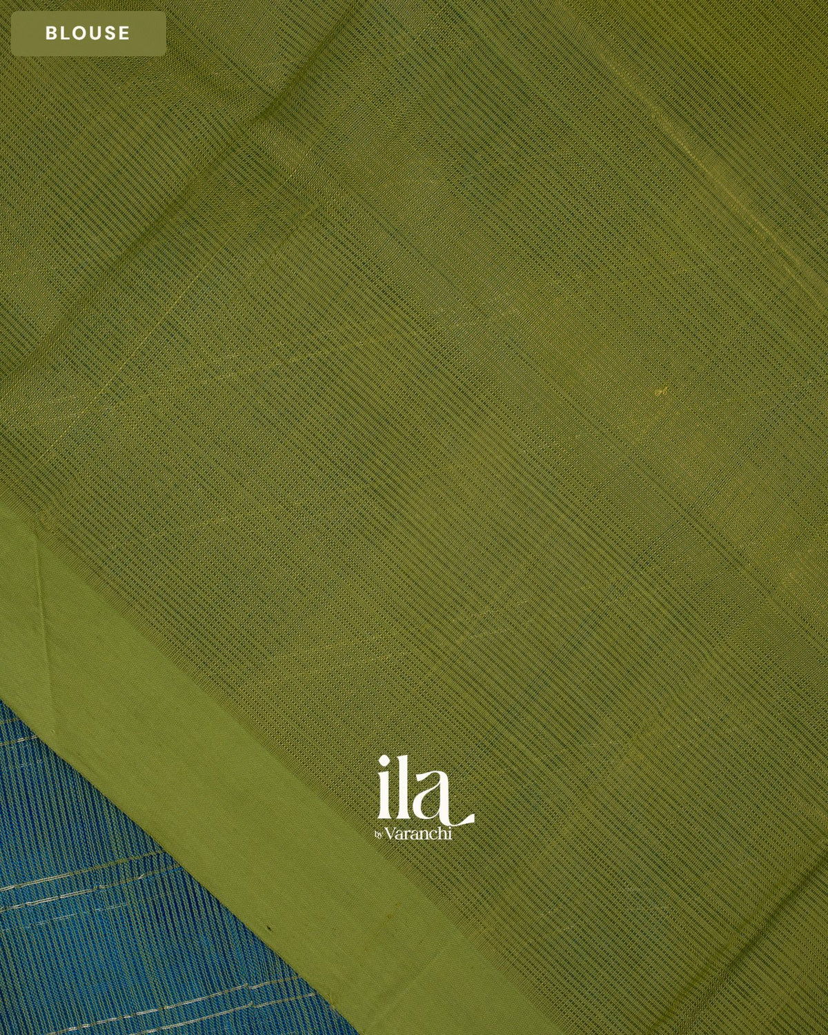 Teal Blue Striped Semi Mangalgiri Saree — Blouse