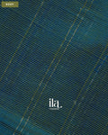 Teal Blue Striped Semi Mangalgiri Saree — Body