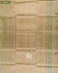 Sage Green Striped Semi Mangalgiri Saree — Pallu