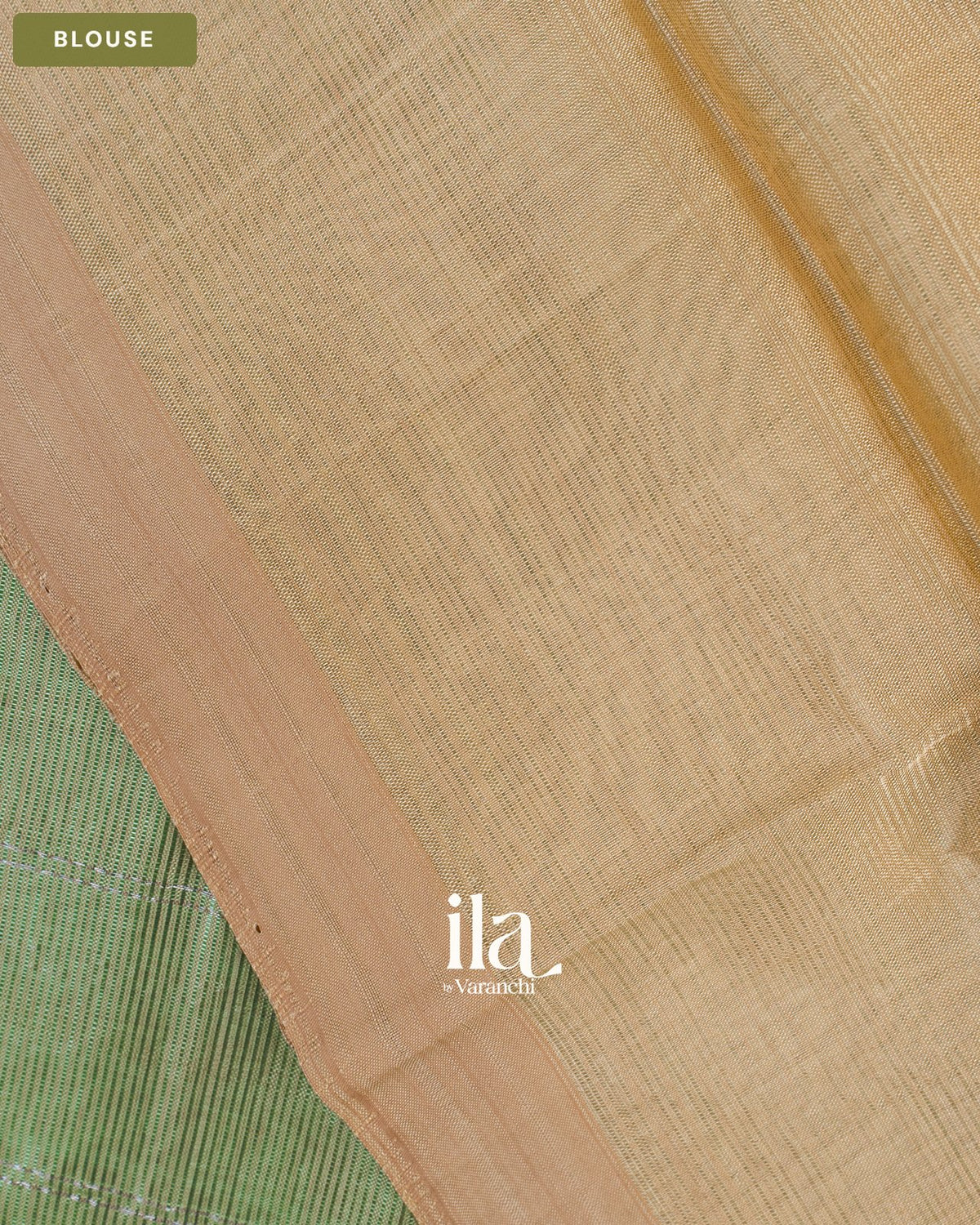 Sage Green Striped Semi Mangalgiri Saree — Blouse