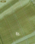 Sage Green Striped Semi Mangalgiri Saree — Body
