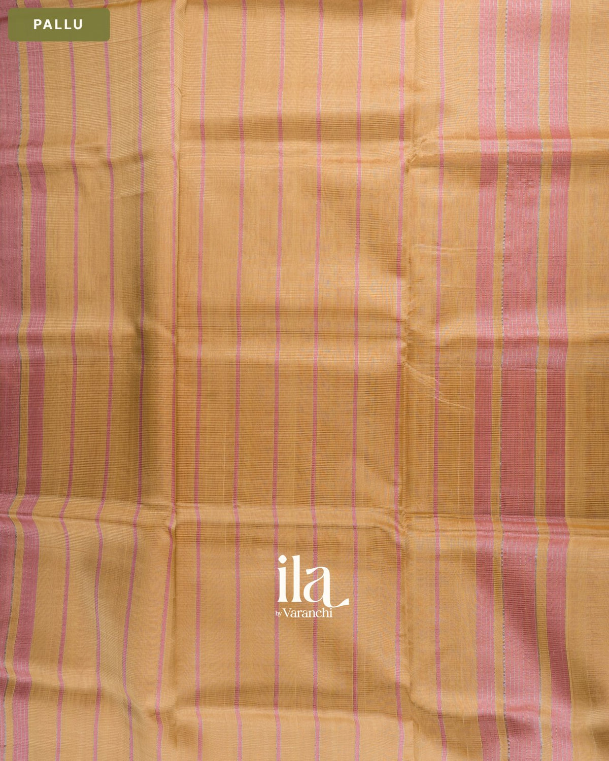 Rose Pink Striped Semi Mangalgiri Saree — Pallu
