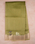 Olive Green Checkered Chanderi Silk Cotton Saree — Full Saree