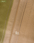 Olive Green Checkered Chanderi Silk Cotton Saree — Pallu