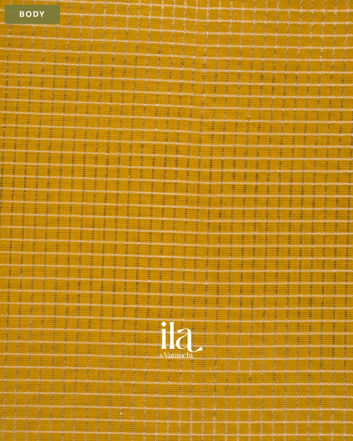 OliveYellow Checkered Chanderi Silk Cotton Saree — Body