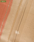 Dusty Peach Checkered Chanderi Silk Cotton Saree — Pallu