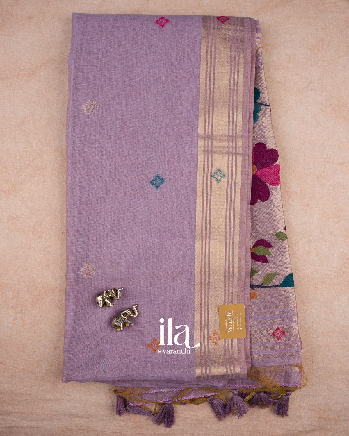 Lavender with Paithani Pallu Semi Cotton Saree — Full Saree