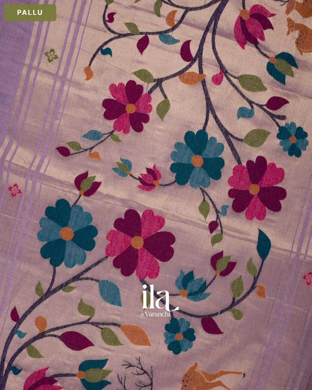 Lavender with Paithani Pallu Semi Cotton Saree — Pallu