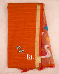 Rust Orange Sequin with Paithani Pallu Semi Matka Saree — Full Saree
