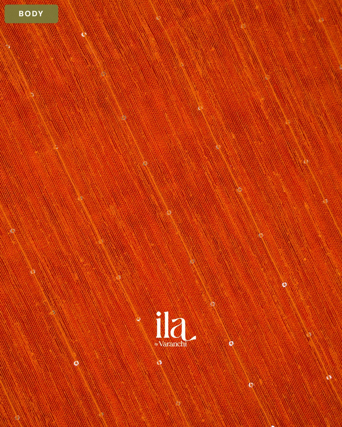 Rust Orange Sequin with Paithani Pallu Semi Matka Saree — Body