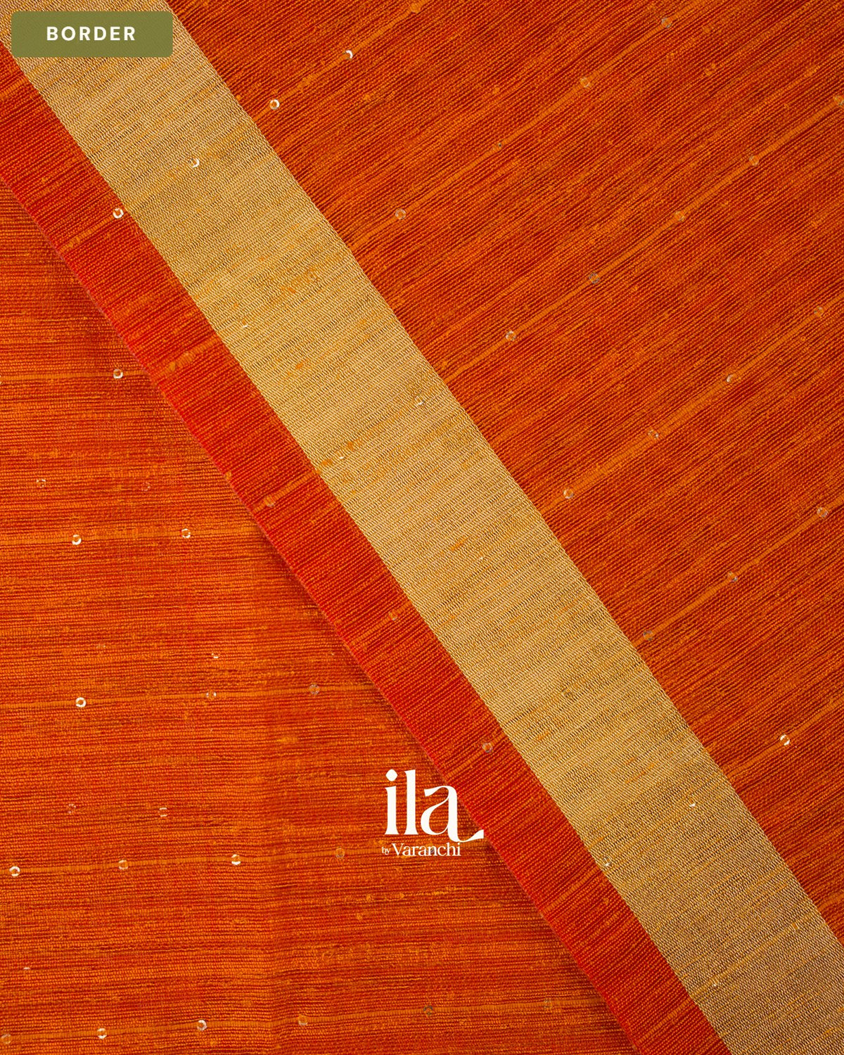 Rust Orange Sequin with Paithani Pallu Semi Matka Saree — Border