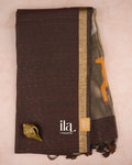Coffee Brown Jamdani Sequin with Paithani Pallu Semi Matka Saree — Full Saree