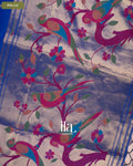 Sapphire Blue Paithani Semi Silk Saree — Pallu