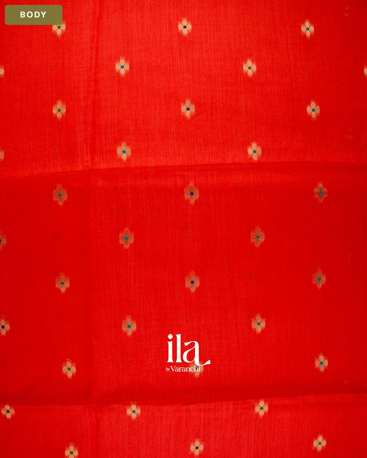 Tomato Red with Paithani Pallu Semi Silk Saree — Body