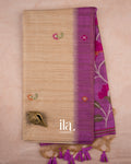 Beige Semi Tussar Saree — Full Saree