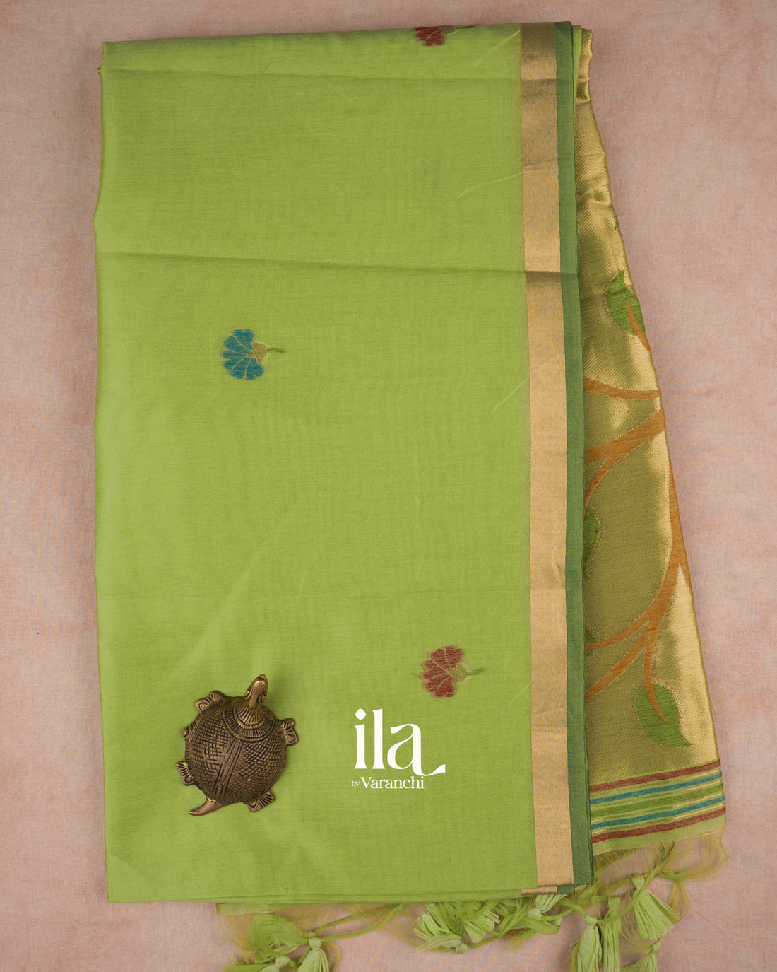 Pista Green Paithani Semi Silk Saree — Full Saree