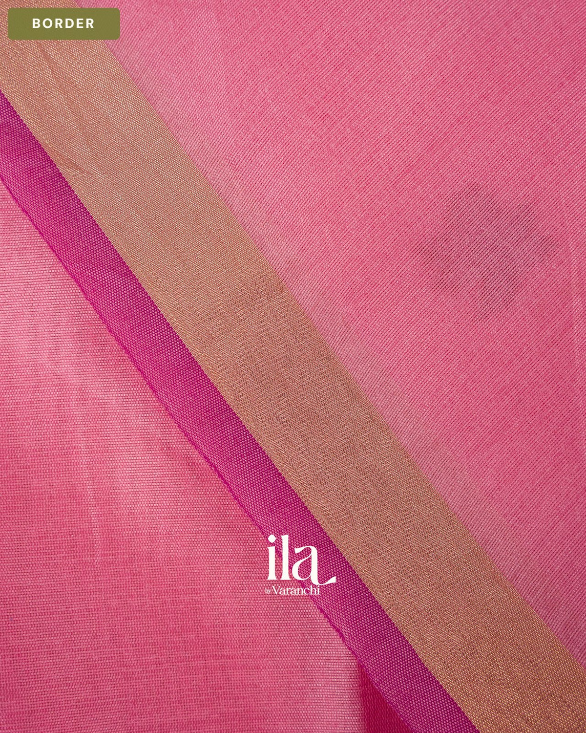 Rose Pink with Paithani Pallu Semi Silk Saree — Border