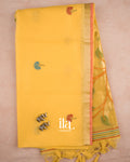 Pale Yellow Paithani Semi Silk Saree — Full Saree