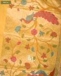 Pale Yellow Paithani Semi Silk Saree — Pallu