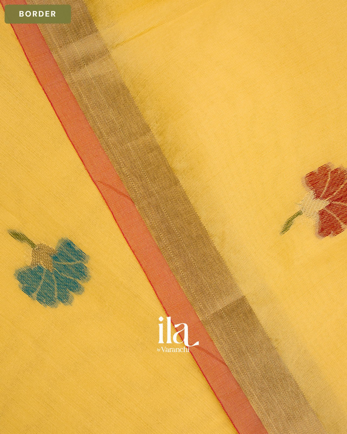 Pale Yellow Paithani Semi Silk Saree — Border